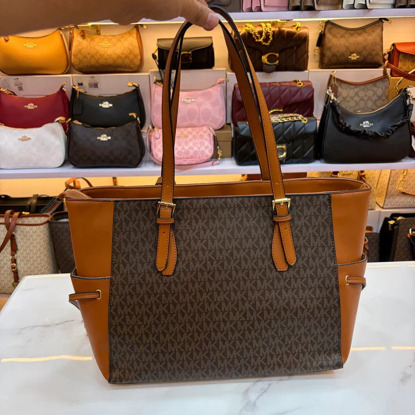 MK-inspired Voyager Premium Quality Tote Bag With Dust Bag (Coffee Brown)