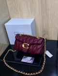 C-Inspired Tabby Quilted Burgendy Shoulder Bag With Box And Dust Bag