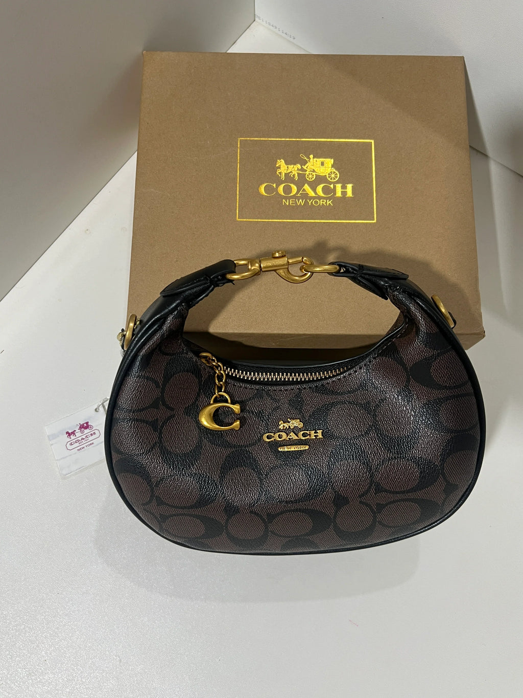 C-Inspired Jonie Signature Canvas Shoulder Bag With Box And Dust Bag (Coffee)