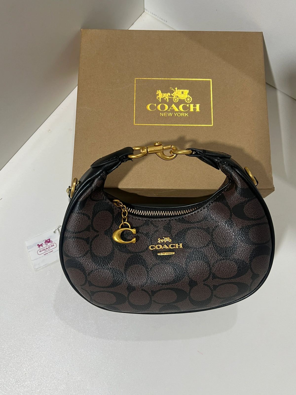 C-Inspired Jonie Signature Canvas Shoulder Bag With Box And Dust Bag (Coffee)