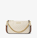 MK-Inspired Pvc Jet Set Signature Monogram Crossbody Bag With Chain Strap Shoulder Strap With Box Carry Bag & Dust Bag (Beige)