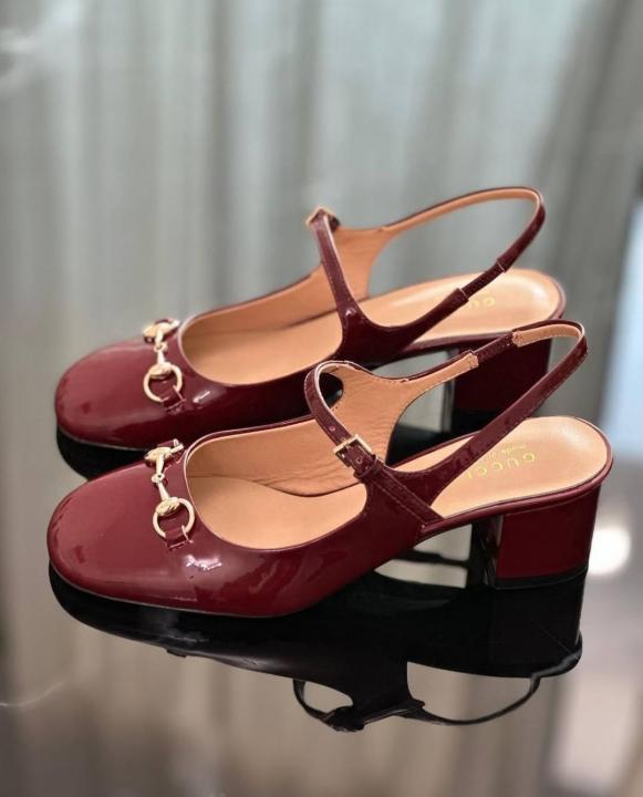 Guccci GG Womens Horsebit Red Wine Patent Leather Pump With Original Box And Carry Bag