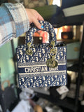D-Inspired Lady Oblique With Box Dust bag And Carry Bag (Blue)