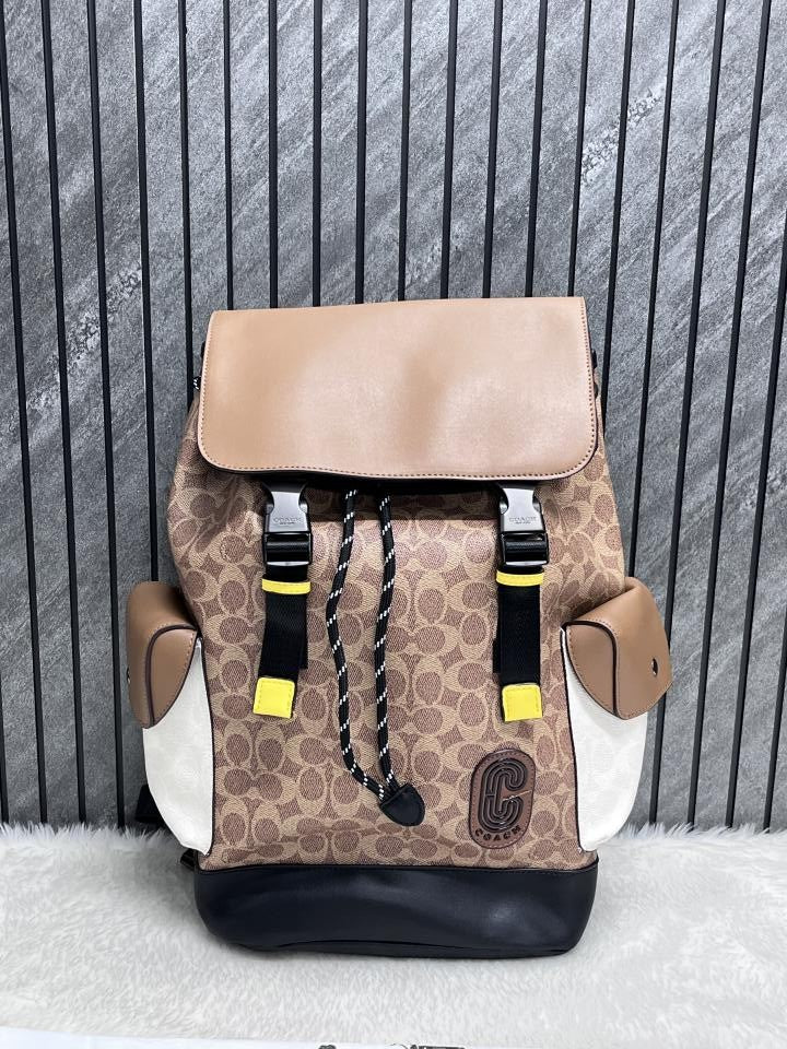 Coacch 060 CB Apricot Black Khakhi Rivington ColorBlock Unisex Backpack With DustCover