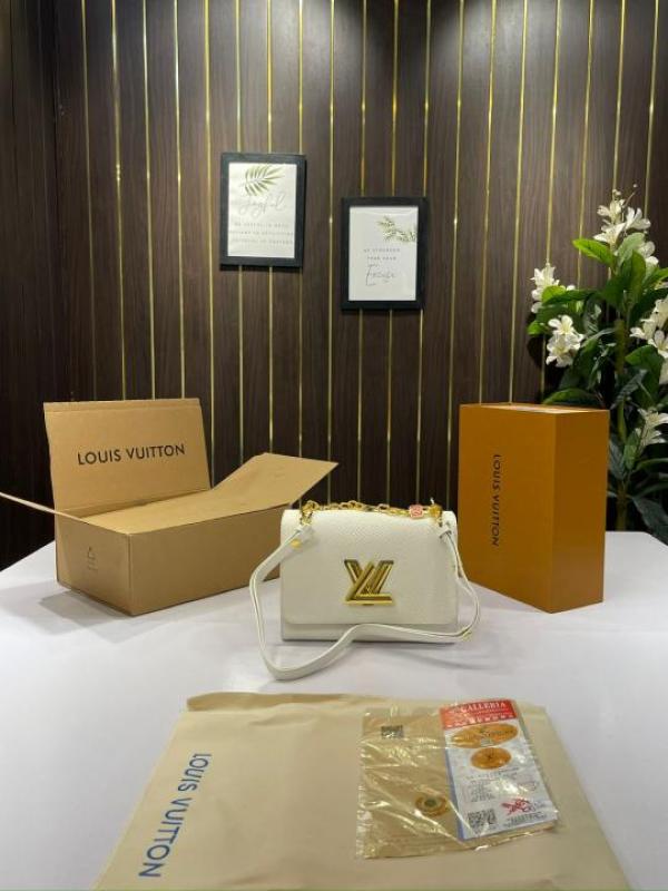 LV-Inspired Twist MM Shoulder Bag With Double Box