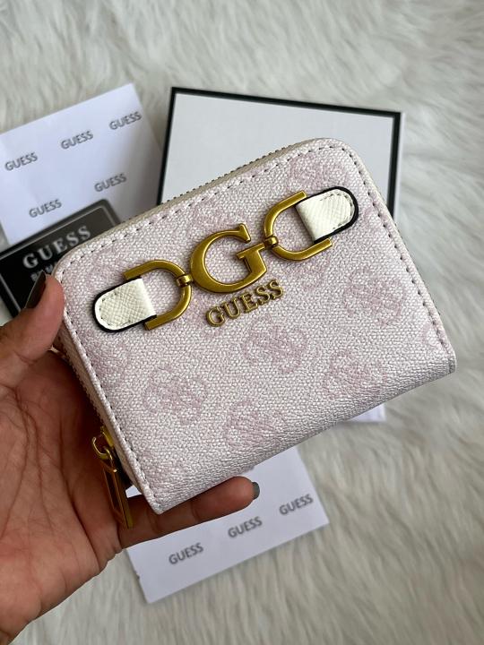 Guess 001 Light Purple Mini Wallet With Original Box Dust Cover Card Premium Packaging