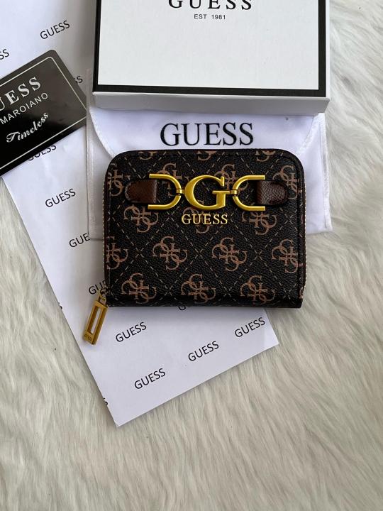 Guess 001 Coffee Mini Wallet With Original Box Dust Cover Card Premium Packaging