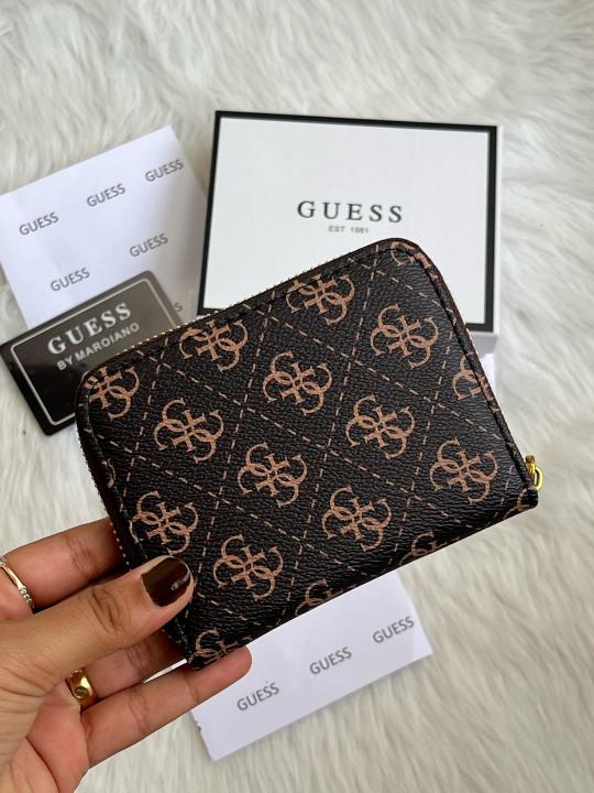 Guess 001 Coffee Mini Wallet With Original Box Dust Cover Card Premium Packaging