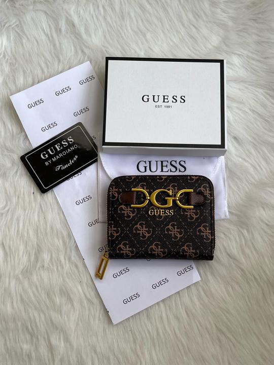 Guess 001 Coffee Mini Wallet With Original Box Dust Cover Card Premium Packaging