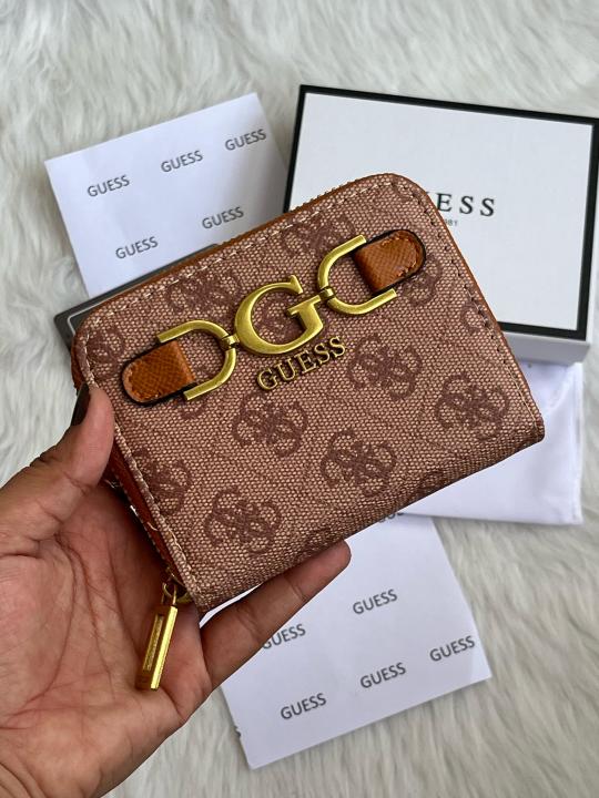 Guess 001 Light Apricot Mini Wallet With Original Box Dust Cover Card Premium Packaging