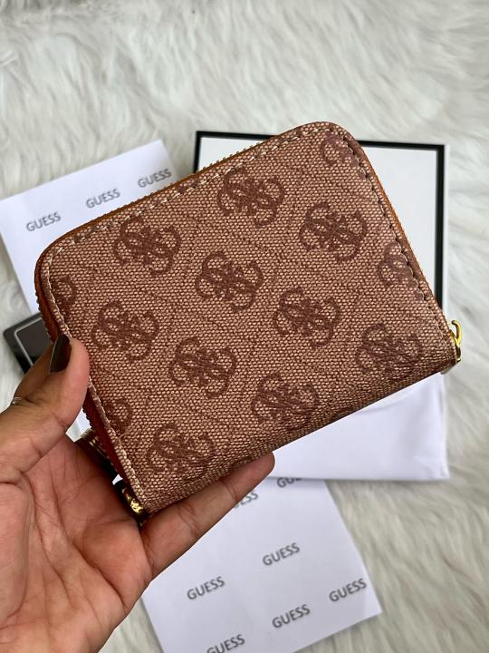Guess 001 Light Apricot Mini Wallet With Original Box Dust Cover Card Premium Packaging