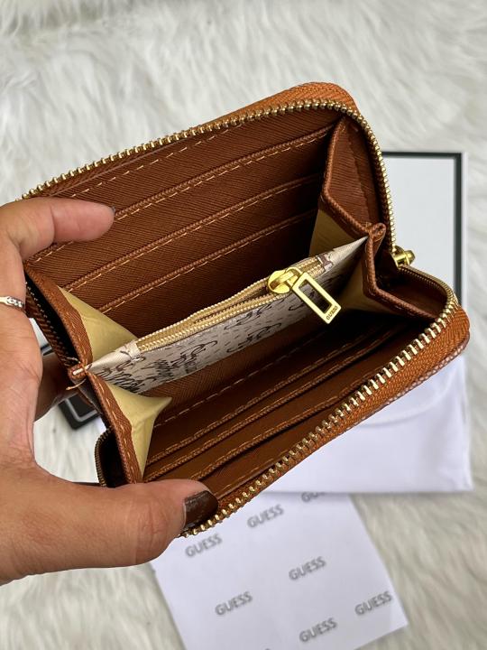 Guess 001 Light Apricot Mini Wallet With Original Box Dust Cover Card Premium Packaging