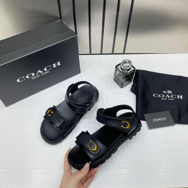 Coach_Plain__Black_Sandals_Flats_For_Women_With_Original_Box_And_Dustcover