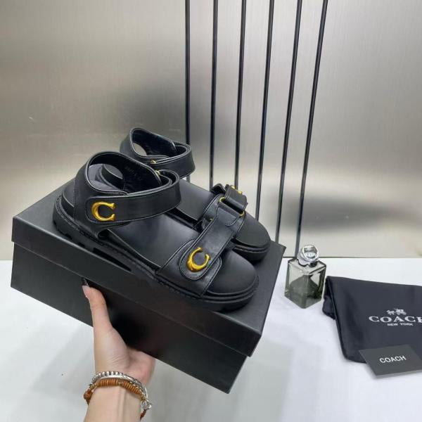 Coach_Plain__Black_Sandals_Flats_For_Women_With_Original_Box_And_Dustcover