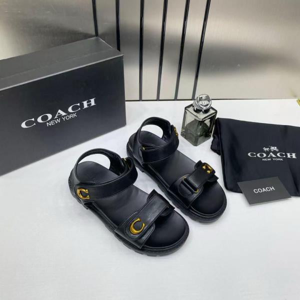 Coach_Plain__Black_Sandals_Flats_For_Women_With_Original_Box_And_Dustcover