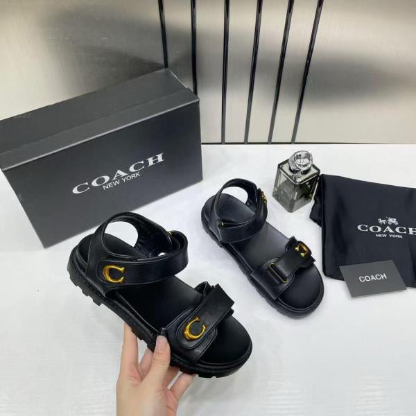 Coach_Plain__Black_Sandals_Flats_For_Women_With_Original_Box_And_Dustcover