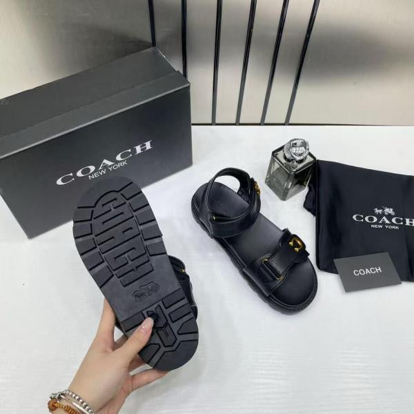 Coach_Plain__Black_Sandals_Flats_For_Women_With_Original_Box_And_Dustcover