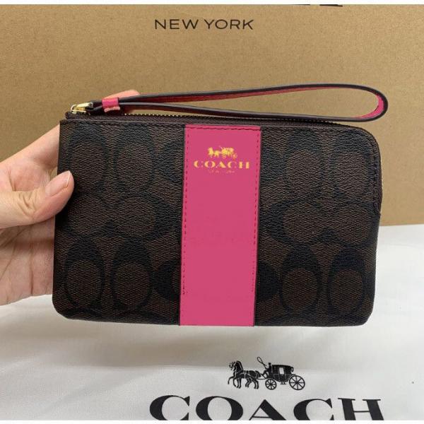 Coacch W3 Corner Zip Wristlet Signature With OriginalBox DustCover