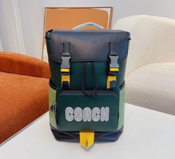 Coach_CB_Track_Backpack_Colorblock_Jungle_Green_Signature_Canvas_&_High_Quality_Leather_With_Dust_Cover_&_Carry_Bag