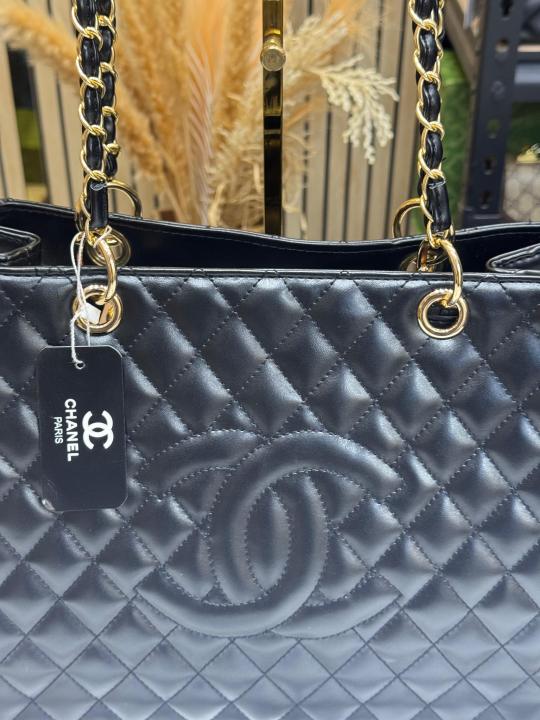 Chanel-inspired Quilted CC Chain Tote Bag With Dust Bag Black