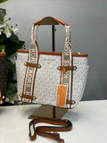 MK-Inspired Maeve Medium Size tote bag with dust bag (white-brown)