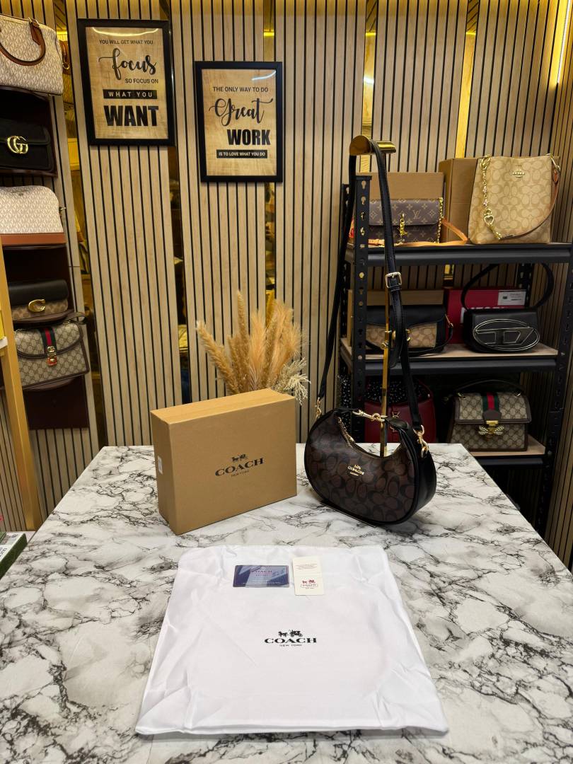C-Inspired Jonie Signature Canvas Shoulder Bag With Box And Dust Bag (Coffee)