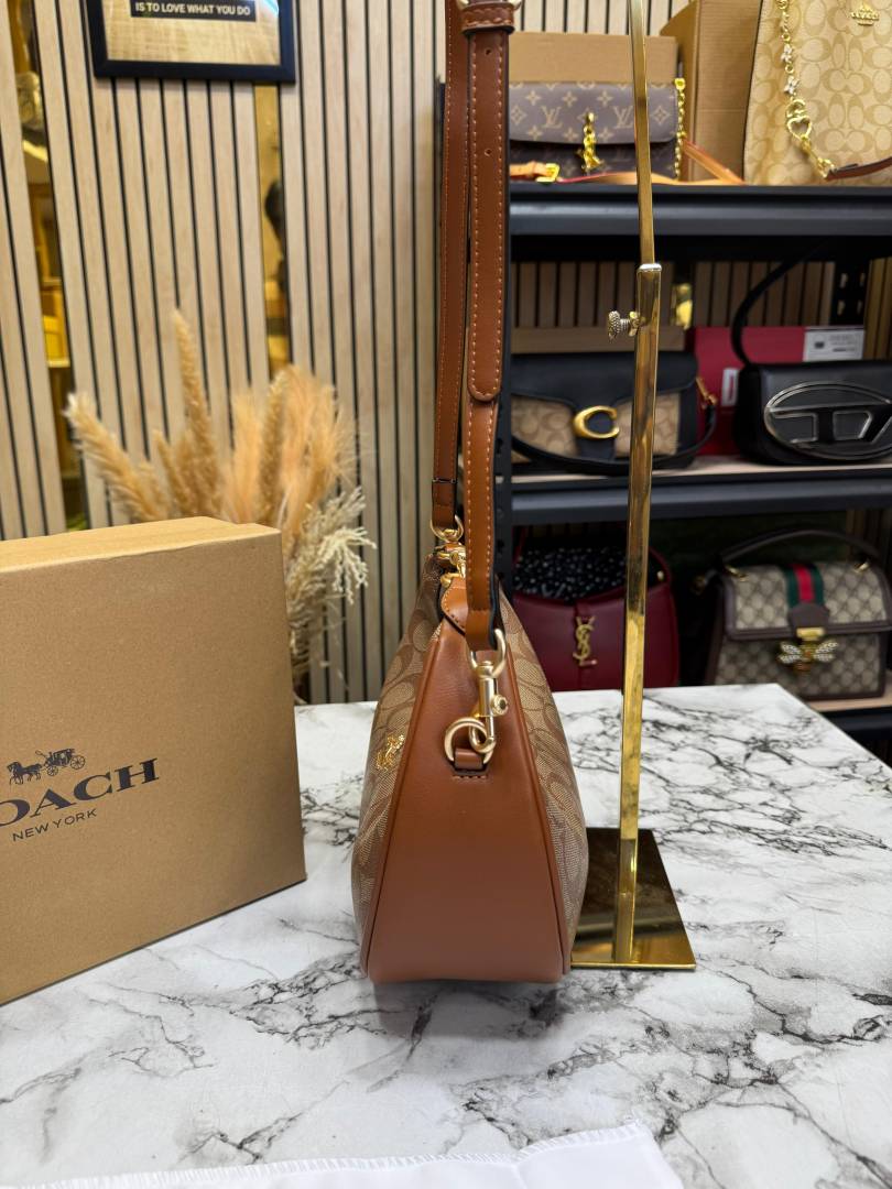 C-Inspired Jonie Signature Canvas Shoulder Bag With Box And Dust Bag (Brown)