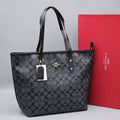 C-Inspired Signature Canvas Zip Tote Bag With Box And Dust Bag (Black)