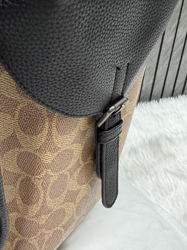 Coach_909_CB_Apricot-Black_Warner_Signature_Large_Backpack_With_DustCover_CarryBag