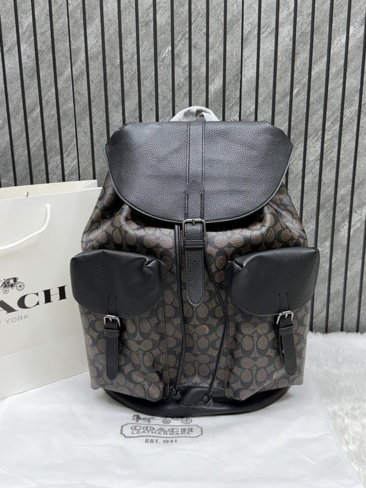 Coach_909_CB_Coffee-Black_Warner_Signature_Large_Backpack_With_DustCover_CarryBag