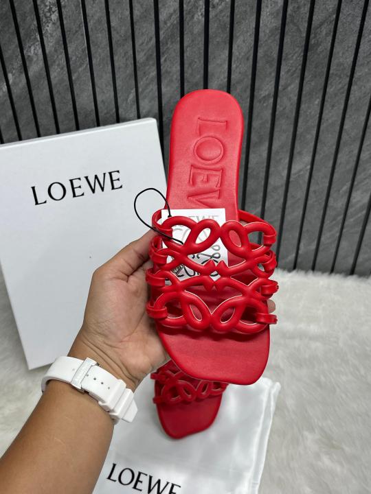 Loewe Red Petal Anagram Slides For Women With Original Box And Dust Cover