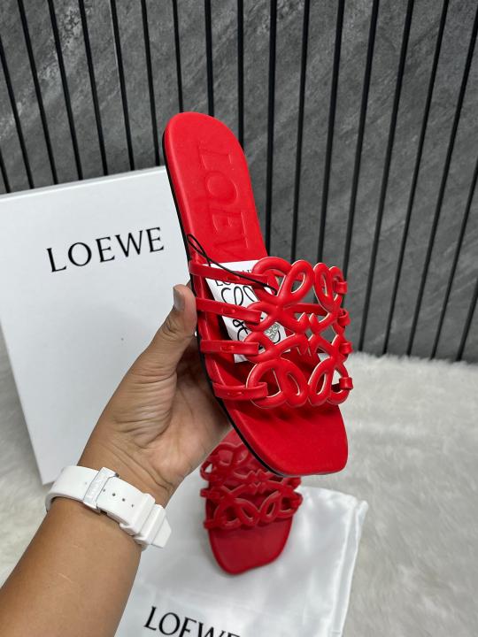 Loewe Red Petal Anagram Slides For Women With Original Box And Dust Cover