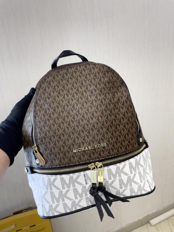 MK-Inspired Rhea backpack double zipper with Dust Bag (Coffee black)