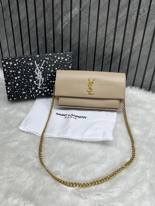 Ysl Sunset Biege Small Shoulder Bag With Original Box & Dust Cover
