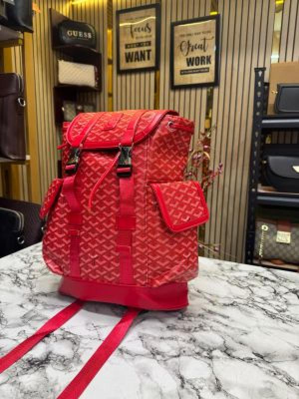 Goyard Inspired Alpin Backpack In Ian Pattern Premium Quality (Red)