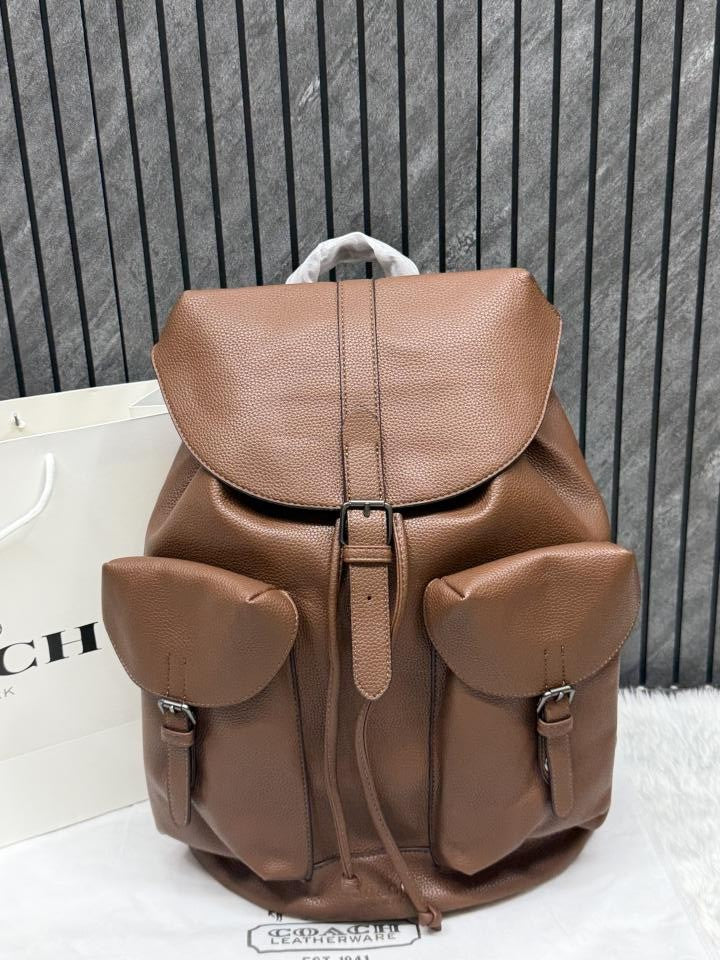 Coach_909_CB_Red-Coffee_Warner_Signature_Large_Backpack_With_DustCover_CarryBag