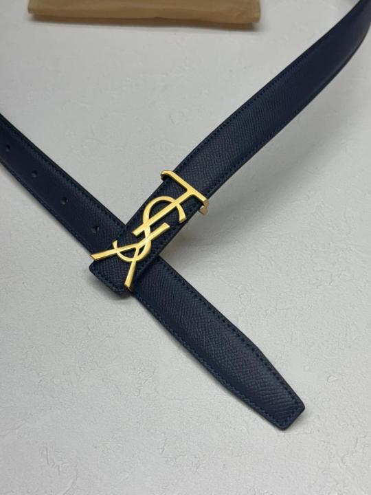 Ysl 45 Blue Womans Belt With Original Box & Dust Cover