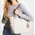 MK-Inspired jet set travel Tote Bag with Dust Bag (Biege-Brown)