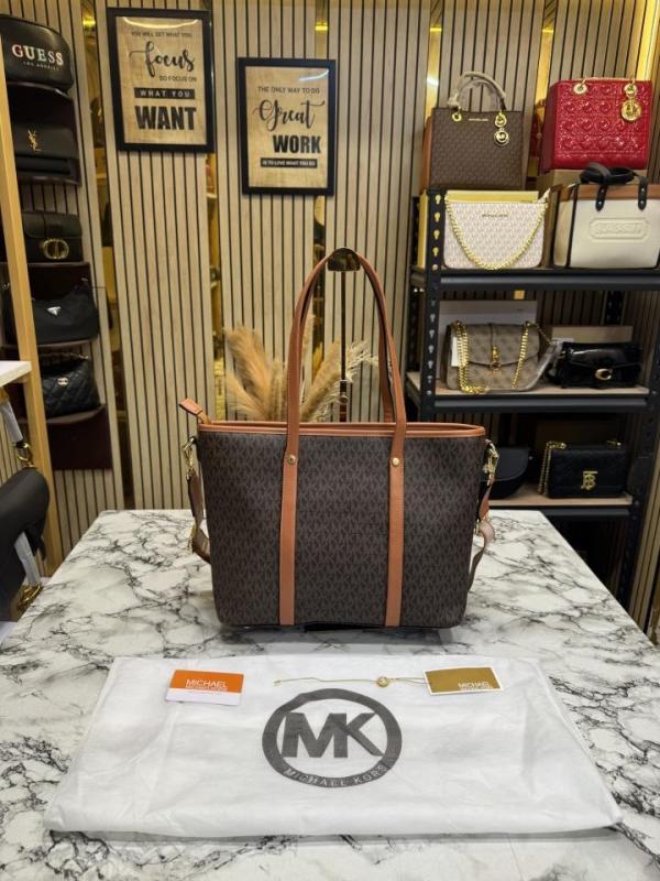 MK-Inspired Tote Bag With Brand Dust Bag (Brown)