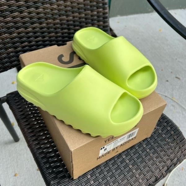 Adidass Yeezy Glow Green Slides For Women With Original Box