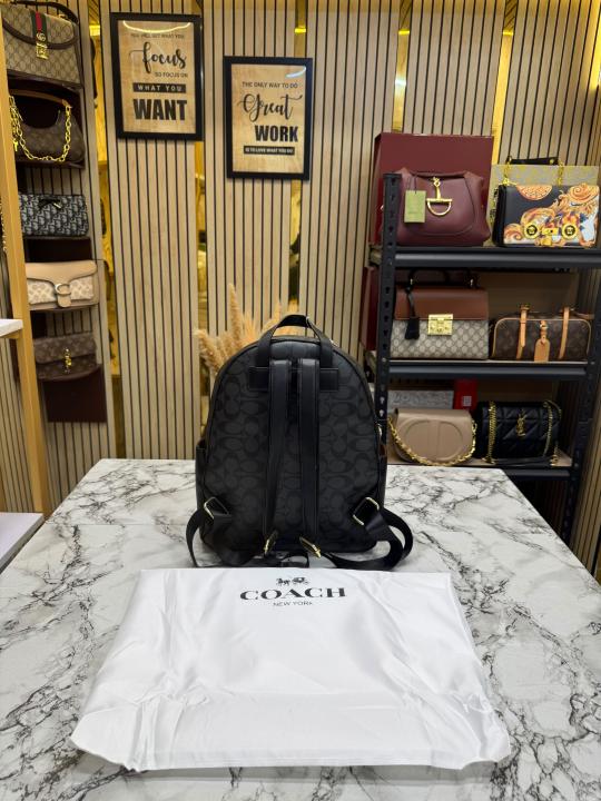 C-Inspired Leather Court With Dust Bag Premium Quality Backpack [Coffee]
