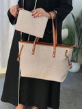 MK-inspired Jet Set Travel Tote With Wallet (Beige)