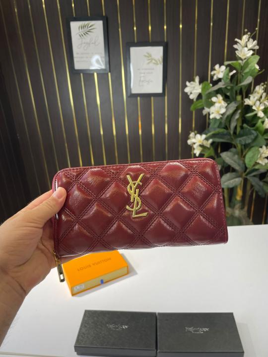 YSL-Inspired Women's Wallet With Box (Wine)