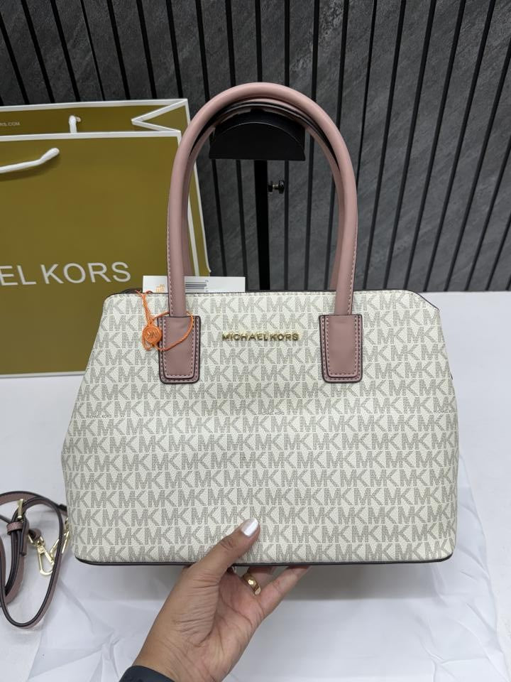 Michaell Kors CB Beige-Pink Medium Satchel Bag Highend With Original DustCover & CarryBagPacking