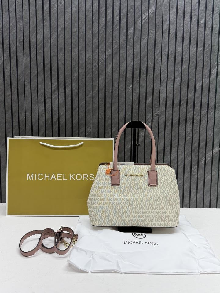 Michaell Kors CB Beige-Pink Medium Satchel Bag Highend With Original DustCover & CarryBagPacking