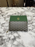 Goyard Inspired Matignon GM Signature Chevron Long Wallet With Box (Coffee)