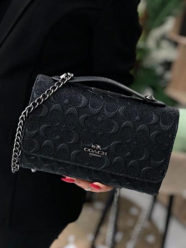 C-Inspired Klare Signature Embossed Crossbody Bag With Box And Dust Bag (Black)