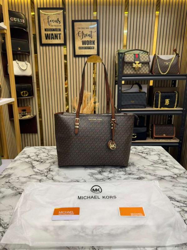 MK-Inspired Jet Set Zip Logo Large Tote Bag With Dust Bag