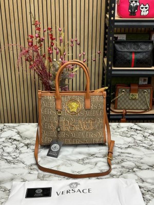 VERSACE INSPIRED LA VACANZA HAND BAG WITH DUST BAG (BROWN)