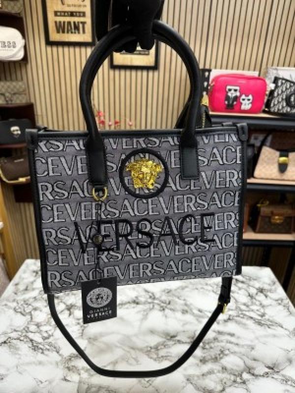 VERSACE INSPIRED LA VACANZA HAND BAG WITH DUST BAG (WHITE-BLACK)